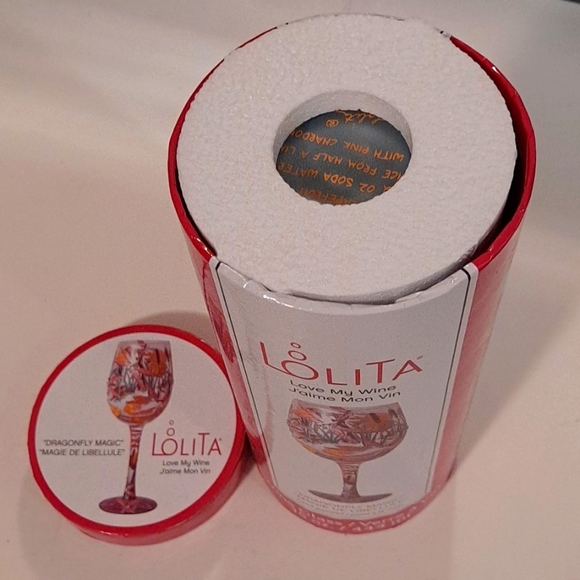 NWT in Box Lolita "Dragonfly Magic" Hand-Painted Love My Wine Glass 15 oz - Picture 4 of 12